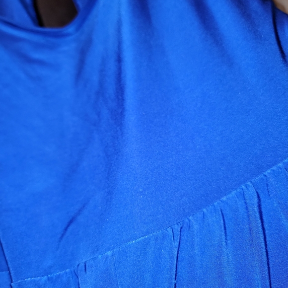 Blue jumpsuit wide leg shoulder pads slinky figure flattering romper Day G - Picture 5 of 13